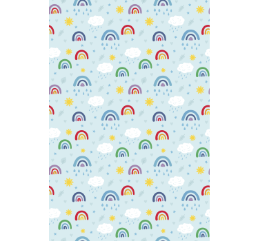 Blauwe regenbogen en wolken rolgordijn kinderkamer - TenStickers