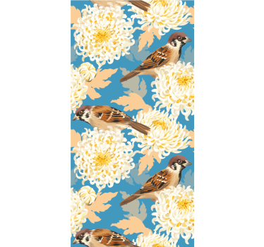 Kleurrijke bloemen en mussen rolgordijn meer dieren - TenStickers