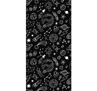 Rolgordijn babykamer Zwart-wit kosmische illustraties - TenStickers