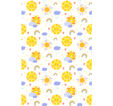 Zonnige wolken en regenbogen rolgordijn kinderkamer - TenStickers