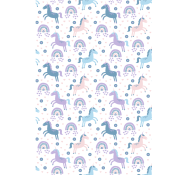 Blauwe eenhoorns en regenbogen rolgordijn kinderkamer - TenStickers