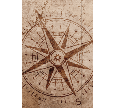 Vintage kompas ontwerp rolgordijn wereldmap - TenStickers