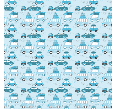 Blauw autopatroon rolgordijn kinderkamer - TenStickers