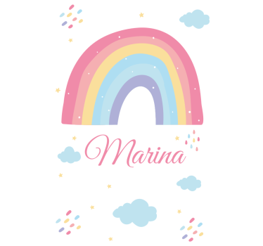 Babykamer rolgordijn schattige regenboog en wolk in pastel - TenStickers