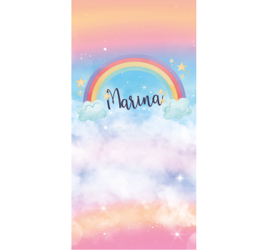 Babykamer  rolgordijn  regenboog met mooie wolken - TenStickers