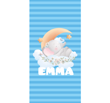 Babykamer rolgordijn met schattige dieren olifant met naam - TenStickers