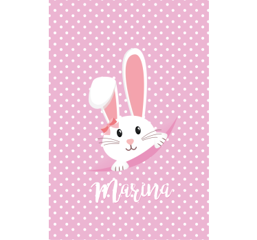Raambekleding babykamer Schattig konijntje voor meisje met naam - TenStickers
