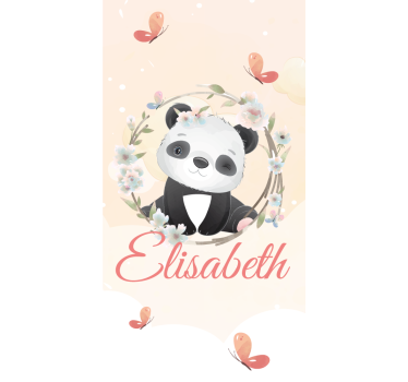 Baby panda met naam rolgordijn kinderkamer - TenStickers