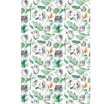 Groene jungledieren rolgordijn kinderkamer - TenStickers