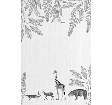 Rolgordijn babykamer Safari dieren en bomen grens - TenStickers