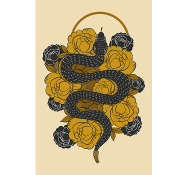 Slang tussen bloemen rolgordijn meer dieren - TenStickers