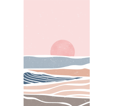 Serene zonsondergang golven rolgordijn meer vintage - TenStickers