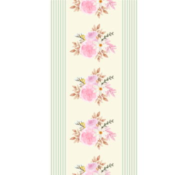Origineel rolgordijn eetkamer met bloemen en strepenpatroon - TenStickers