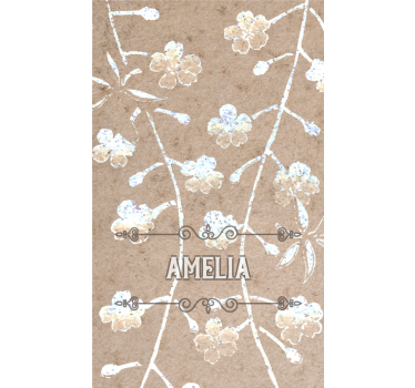 Beige bloemenontwerp met naam rolgordijn hoofd slaapkamer - TenStickers