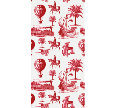 Rode rode palmtaferelen rolgordijn meer vintage - TenStickers
