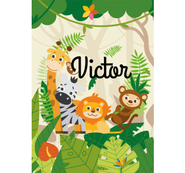 Aangepaste jungle dieren rolgordijn kinderkamer - TenStickers