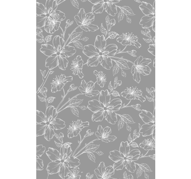 Grijs rolgordijn woonkamer met witte bloemen patroon - TenStickers