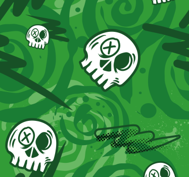 Groen Graffiti-schedels Rolgordijn tienerkamer - TenStickers