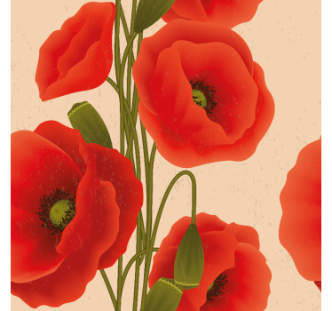 Klaprozen bloemen rolgordijn - TenStickers