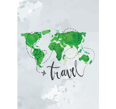 Aquarel reizen Jalozieën wereldmap - TenStickers
