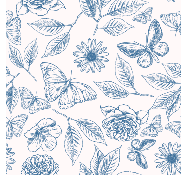 Bloemdessin raambekleding vlinders - TenStickers