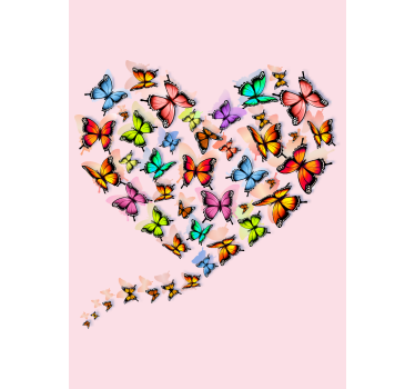 Hart ontwerp raambekleding vlinders - TenStickers