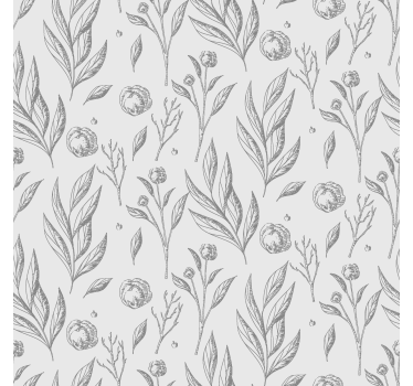 Grijs bloemmotief raambekleding Scandinavisch - TenStickers