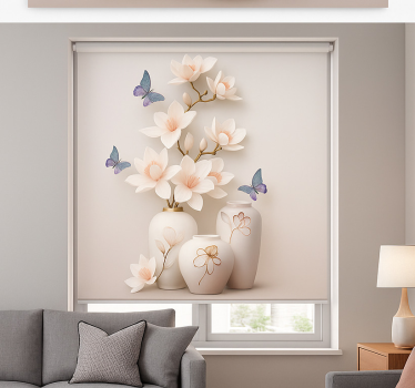 3d-bloemkunst rolgordijn woonkamer - TenStickers