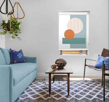 Blauwe abstracte cirkels rolgordijn woonkamer - TenStickers