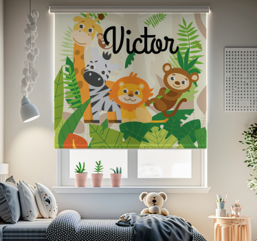 Aangepaste jungle dieren rolgordijn kinderkamer - TenStickers