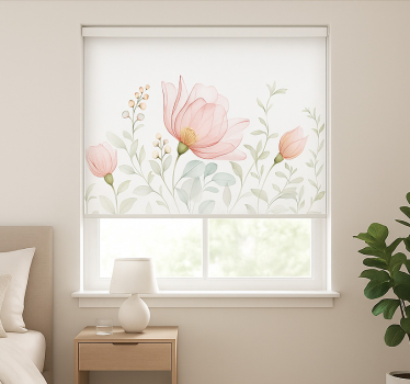 Abstracte doorschijnende bloemen rolgordijn hoofd slaapkamer - TenStickers