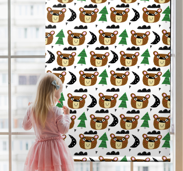 Babybeer patronen rolgordijn kinderkamer - TenStickers