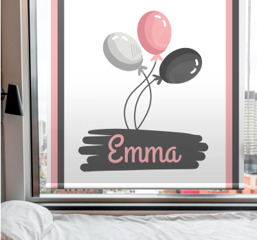 Ballonnen met naam rolgordijn kinderkamer - TenStickers
