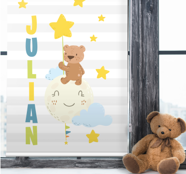 Beer met ster met naam rolgordijn kinderkamer - TenStickers