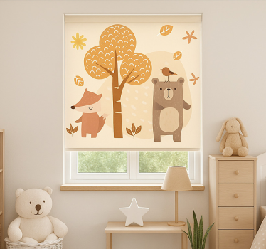 Beige bosdieren rolgordijn kinderkamer - TenStickers