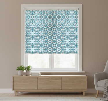 Blauw rolgordijn geometrisch turquoise patroon - TenStickers