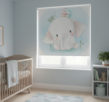 Blauw rolgordijn grote blauwe olifant - TenStickers