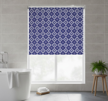 Blauw rolgordijn met blauw diamantmotief - TenStickers