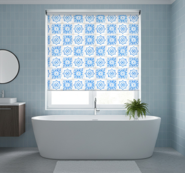 Blauw rolgordijn met ingewikkelde blauwe patronen - TenStickers