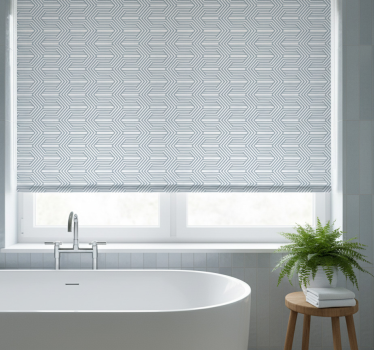 Blauw rolgordijn met optische illusie witte lijnen - TenStickers
