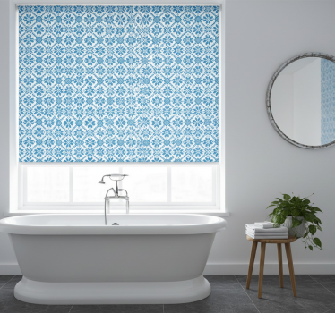 Blauw rolgordijn met tegelmotief - TenStickers