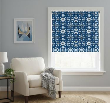 Blauw rolgordijn met wit tegelpatroon - TenStickers