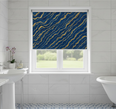Blauw rolgordijn van blauw en gouden marmer - TenStickers