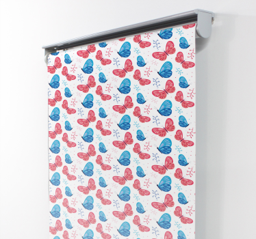 Blauwe en rode kleuren raambekleding vlinders - TenStickers