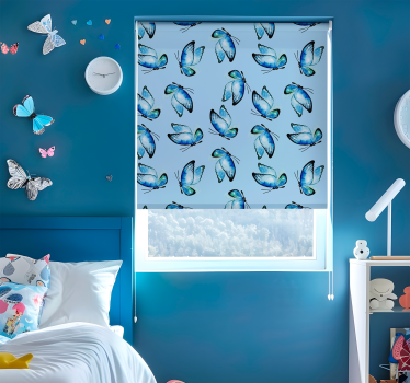 Blauwe tinten raambekleding vlinders - TenStickers
