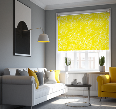 Bloemen patroon Gele rolgordijn - TenStickers
