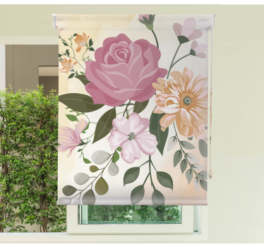 Rolgordijnen bloemen woonkamer met realistisch - TenStickers