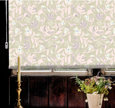 Beige bladthema rolgordijn bloemen en planten - TenStickers