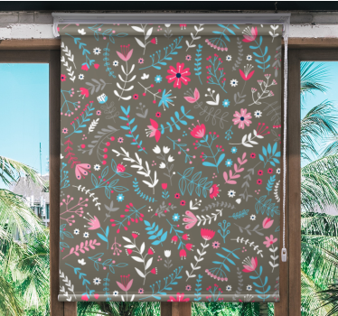 Kleurrijk ditsy-motief rolgordijn bloemen en planten - TenStickers