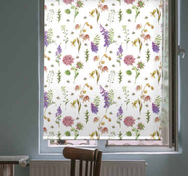 Bloementuin thema rolgordijn bloemen en planten - TenStickers